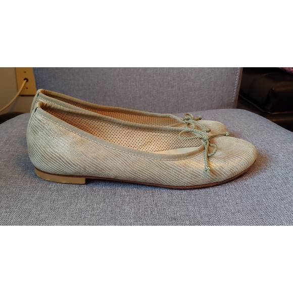 BLUE VELVET SHOES Striped Suede Ballerina Flats - Picture 2 of 4